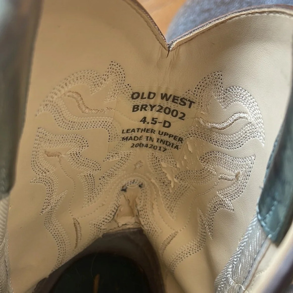 Old West boys green and tan boots size 4.5D - Picture 7 of 7